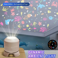 Projecteur LED Rotatif Dynamique pour Maison Intelligente, Projecteur de Lumières Océaniques Rechargeable, Luminosité Réglable, Alimentation USB
