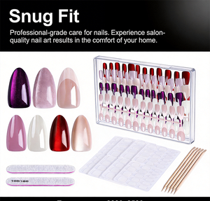 <span class=keywords><strong>Faux</strong></span> <span class=keywords><strong>ongles</strong></span> roses en gel souple à presser, style amande française, en ABS pour application sur les doigts - Product Image 1