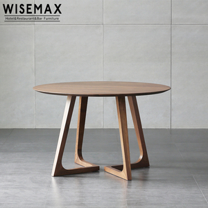 WISEAMX FURNITURE Table à manger en bois simple et moderne de style nordique, mobilier de salle à manger pour restaurant, pour 6 ou 8 personnes, table ronde - Product Image 1