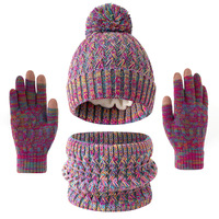 Conjunto de tres piezas de gorro, bufanda y guantes para niños, gorro de bebé extra grueso con forro de terciopelo para invierno, guantes largos tipo ópera