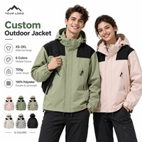 Veste d'extérieur à capuche personnalisée avec logo, blocs de couleur, fermeture éclair intégrale, pour équipe, vente en gros