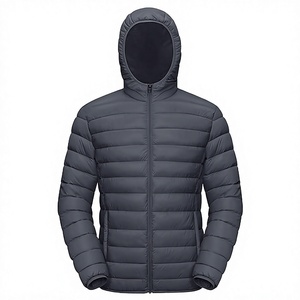Custom <b>Men's</b> Casual Winter Polyester <b>Warm</b> Windbreaker Coat Quilted Lined Waterproof Embroidered Zipper Front Full Puffer Padded - Product Image 2