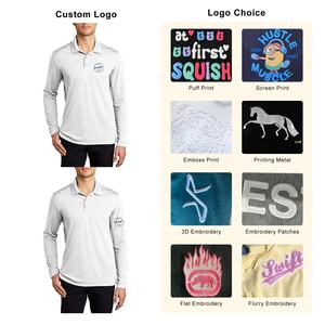 OEM personalizado de algodón de color liso de manga larga de impresión del logotipo de polo informal de alta calidad de los hombres de negocios polos de manga larga - Product Image 3