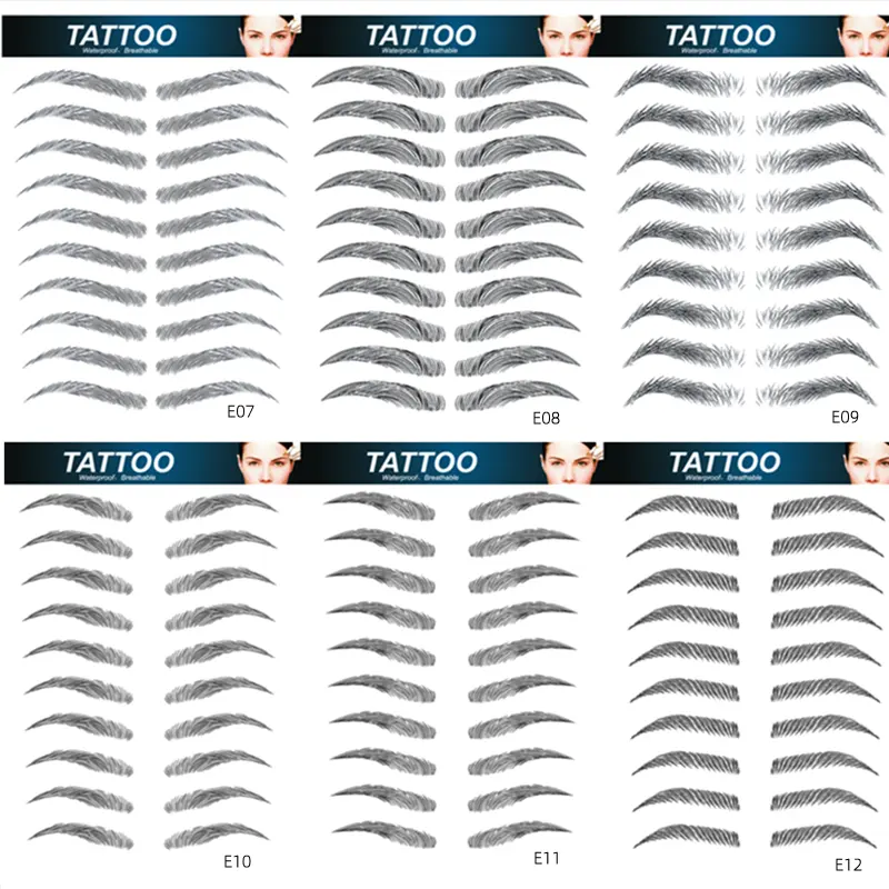 3d Ecological Waterproof Eye Brow Sticker Cosmetic Disposable Natural Brown Eyebrow Tattoo Stickers Long Lasting