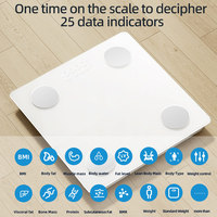 Báscula Digital Inteligente con Bluetooth para Baño, con Pantalla LED Personalizada, para Medir Peso Corporal, IMC y Grasa Corporal
