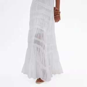 Vestido largo de lino con tirantes finos y cuello halter, estilo festivo, talla grande, con aberturas, para mujer, precio bajo, gran oferta - Product Image 6