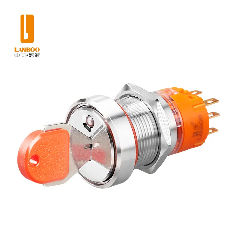 LANBOO — interrupteur à bouton de verrouillage en métal, bouton-interrupteur 19/22mm, 2 ou 3 positions, avec LED rouge/vert, CE, rfid,