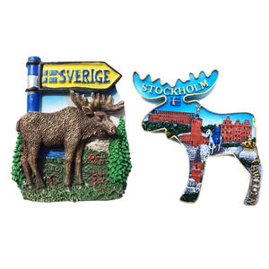 Personalizado Suécia Estocolmo marco turismo memorial paisagem geladeira etiqueta magnética Viking Barco alces forma ímã frigorífico - Product Image 1