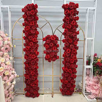 Décor floral artificiel rouge bordeaux en forme de double arche pour mariage, arrangement de fleurs artificielles pour événements et fêtes