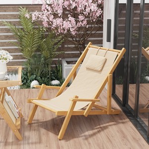 GSD phong cách mới ngoài trời có thể gập lại bằng gỗ boong ghế cắm trại với tay vịn và cupholder bãi biển du lịch boong ghế vải - Product Image 6