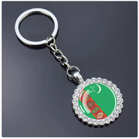 Vente en gros de porte-clés personnalisés Samoa à une face avec motifs d'emblèmes nationaux de différents pays, porte-clés incrustés de strass