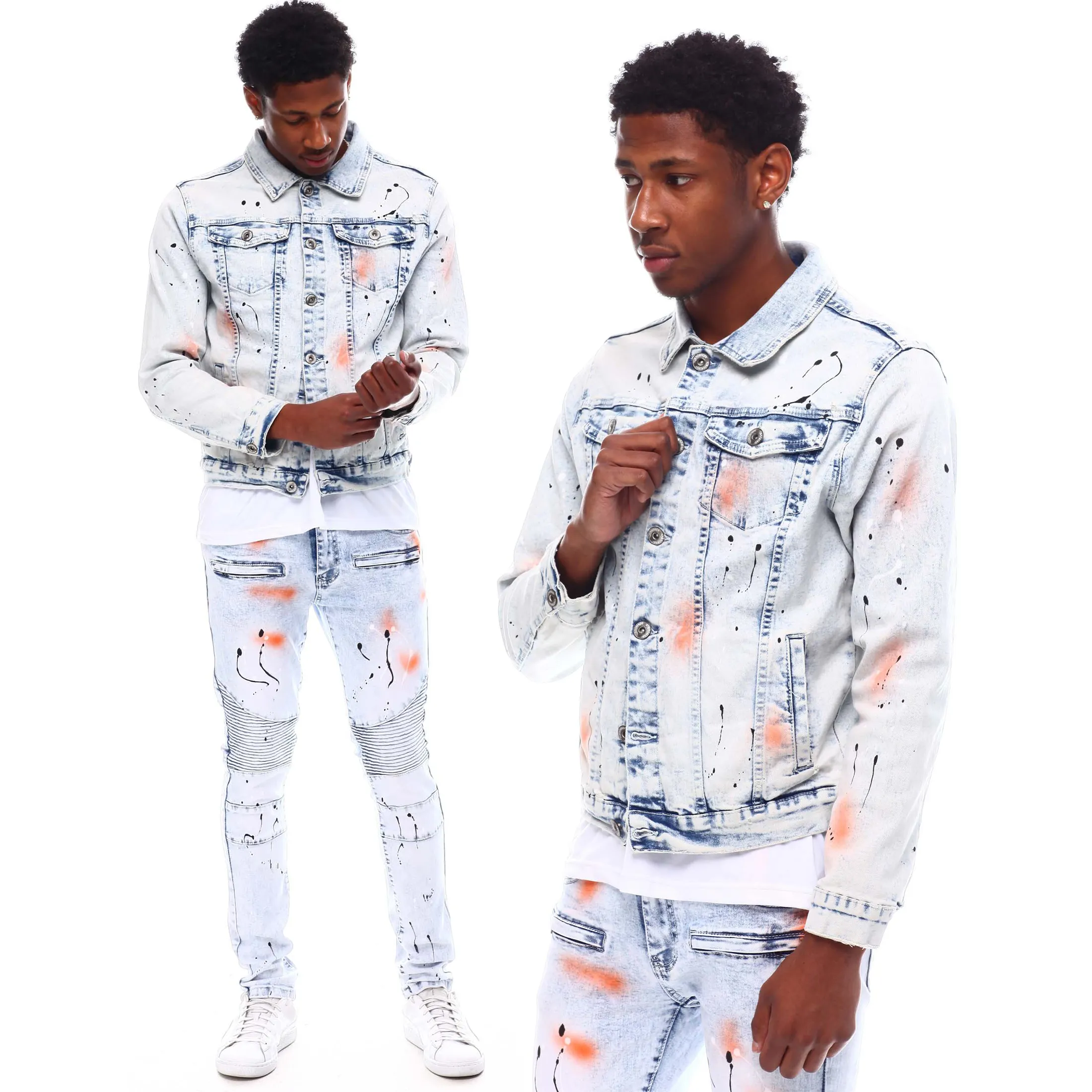 2022 Wholesale Custom Designer Oversized Men Sports Denim Jackets Man For Long Jeans Print Male Cheap