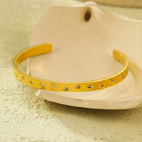Gelang Fashion NIMAI Lapis Emas 18K dari Baja Anti Karat, Berhiaskan Zirkonia Kubik Bentuk Bintang dan Bulat, Model Conch Opening untuk Wanita