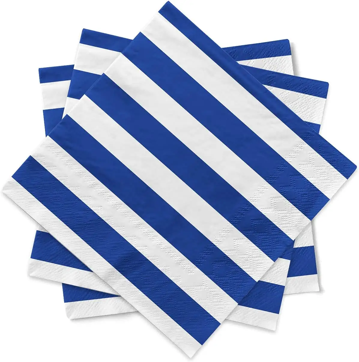 Disposable Paper Napkins 3-ply Blue and White Stripe Beverage Cocktail Wedding Custom Paper Napkins