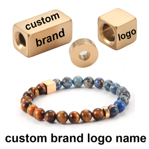 Custom Logo <b>Name</b> <b>Beads</b> Stainless Steel Gold <b>Beads</b> for Jewelry Making 8mm Cube Spacer <b>Beads</b> Diy <b>Bracelet</b> Making - Product Image 3