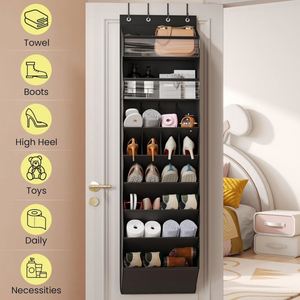 Heavy-Duty Large Capacity 10-Tier Over Door <b>Shoe</b> Rack with Bamboo Baffles Anti-Scratch <b>Hooks</b>, for Closet Dorm Home Organization - Product Image 5