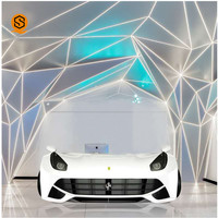 Comptoir d'accueil de luxe pour voitures de course, technologie de pointe, unique, futuriste, cool, bureaux d'accueil de salon