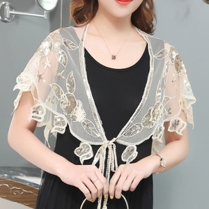 1920 عالية الجودة الديكور مساء الرأس سباركلي الترتر السترات الفضفاضة الزفاف التفاف الشالات تول يقشعر الستر الزفاف البنطال القصير - Product Image 3