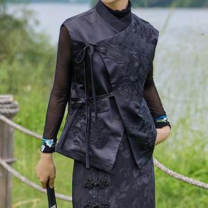 Nueva Camiseta sin Mangas Estilo Chino con Bordado Retro de Cigüeña Blanca y Cordones para Mujer, Ropa de Moda - Product Image 2