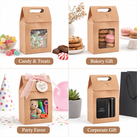 Boîte à friandises en papier kraft avec logo personnalisé, poignée et fenêtre transparente, boîte cadeau écologique en forme de gable, en vrac pour mariage, anniversaire, bonbons