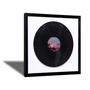 Hot Sale Customized 12 Inch Quality Wooden Black Vinyl Record CD Display Frame For Collection