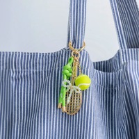 Porte-clés sportifs Y2K Rewin, breloques de sac, football, tennis, golf, perle, nœud papillon, corde en nylon, pompon, accessoires polyvalents pour sac à dos et sac à main
