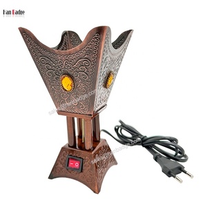 Quemador de carbón eléctrico portátil, de Metal, árabe, cuadrado
