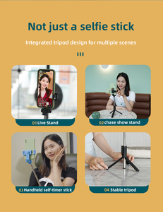 Perche à <span class=keywords><strong>selfie</strong></span> pliable portable <span class=keywords><strong>L03</strong></span> populaire en alliage d'aluminium, support de téléphone rétractable avec télécommande Bluetooth, trépied autoportant 82 cm - Product Image 5