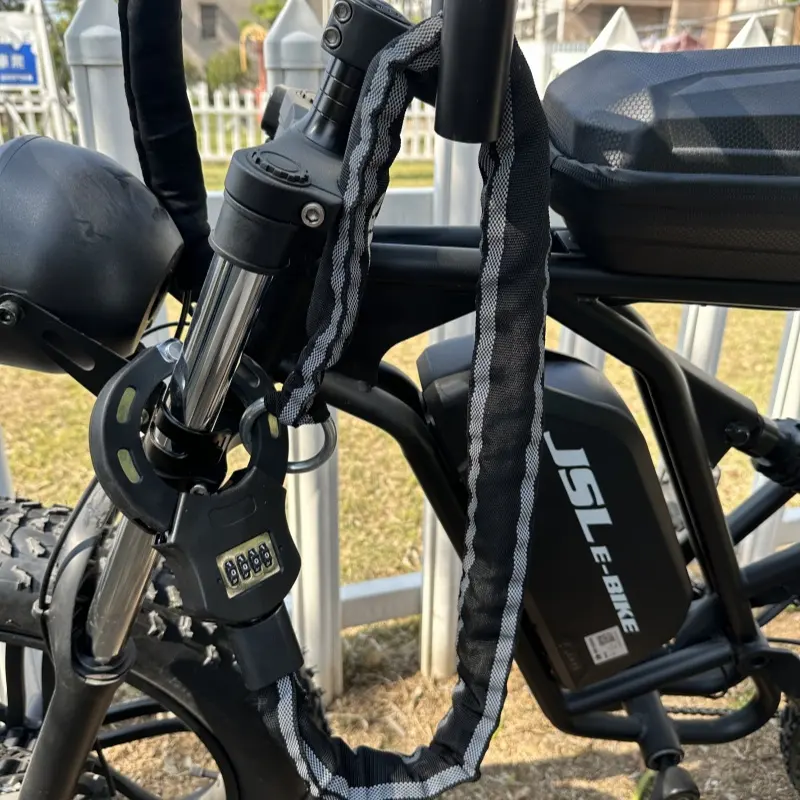 Schwerlast Doppelantrieb Diebstahlsicher Handschellen 4-Zahl-Kombinationskette Schloss mit Tasche für E-Scooter E-Bike Fahrrad Motorrad