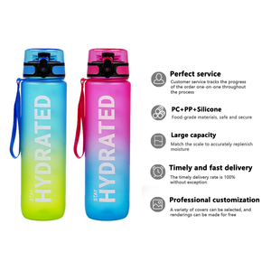 Thể thao Tritan chai nước bằng nhựa 32oz lớn lật Đầu Rò rỉ bằng chứng và không độc hại BPA miễn phí thân thiện với môi trường với một cú nhấp chuột mở nắp - Product Image 2