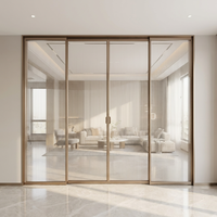 Porte coulissante en verre élégante pour balcon résidentiel, véranda, entrée, avec verre de sécurité à haute visibilité et vue claire, en métal thermolaqué