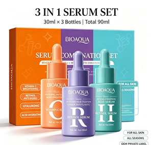Ensemble de sérums <span class=keywords><strong>pour</strong></span> le visage 3 en 1 VC Rétinol HA Peaux sèches/grasses/mixtes/sensibles Toutes saisons Technologie de micro-absorption Essence anti-âge OEM - Product Image 6