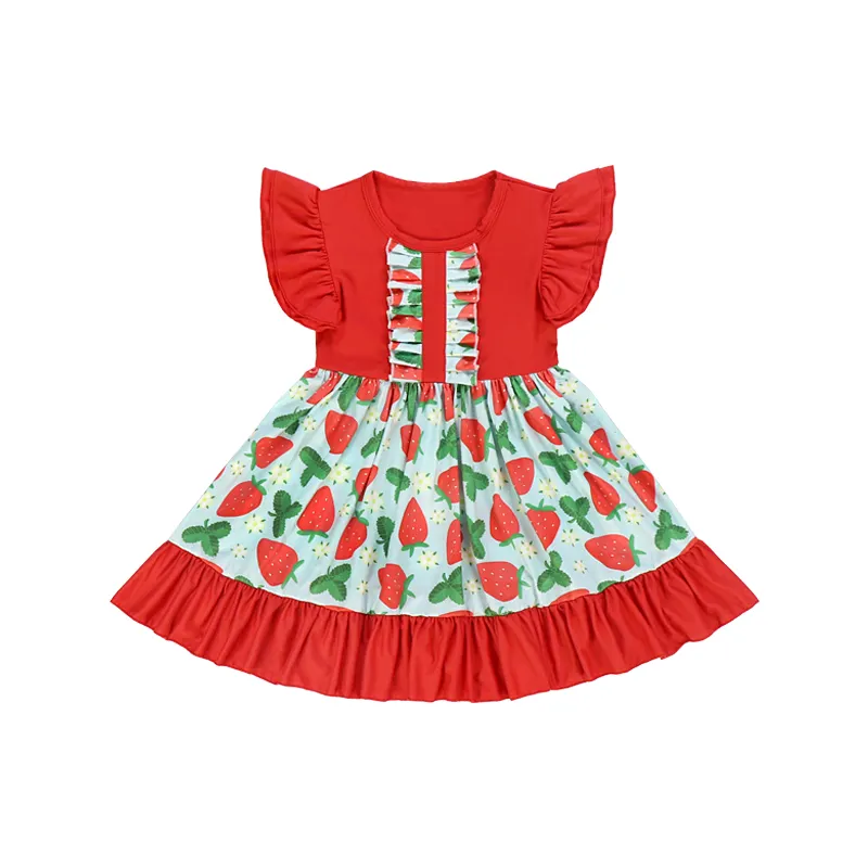 2020 hot sale summer cute print flowers strawberry kids sleeveless dress kids many colors popular angel dress