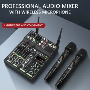 Consola Mezcladora de Audio de 4 Canales, Mezclador de Micrófono Inalámbrico Uno para Dos, Bluetooth, Karaoke, UF4-M BT UHF, Nuevo, Grabación en Vivo - Product Image 5