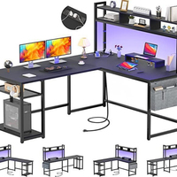 Escritorio de Computadora Ergonómico Moderno en Forma de L, de Madera y Metal, Ecológico y Multifuncional con Cajón para Oficina en Casa y Juegos