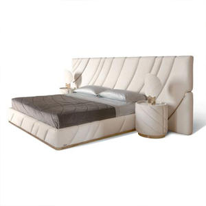 Роскошная кожаная кровать, спальные комплекты для отеля, односпальная кровать размера «Queen-Size», мебель для комнаты, современные деревянные кровати для дома - Product Image 5