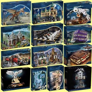 Blocs de construction personnalisables sur <span class=keywords><strong>le</strong></span> thème du monde <span class=keywords><strong>magique</strong></span>_Ensemble cadeau en vrac de château de sorcier compatible universellement, 4 maisons et figurines_Whomping Willow - Product Image 5