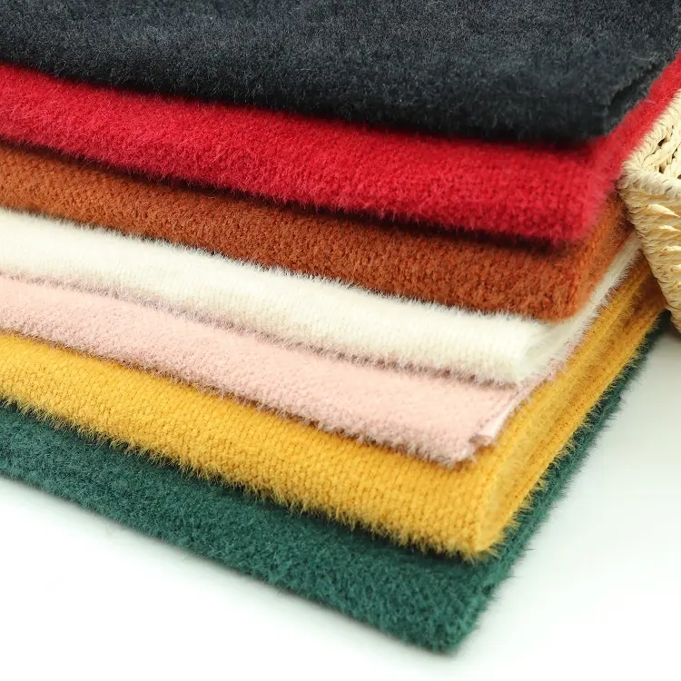 Weiches Gefühl benutzer definierte Polyester g/m² gefärbte flauschige Stretch gebürstete Strick dicke Chenille Stoff für Winter Winter pullover