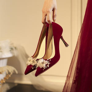 Zapatos de tacón alto de alta calidad para boda, zapatos formales de tacón fino con pedrería para novia, zapatos de mujer con punta poco profunda. - Product Image 5