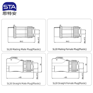 Connecteur métallique carré à montage frontal <span class=keywords><strong>SL20</strong></span>/LP20, fiche aviation droite à souder, en plastique, mâle/femelle, <span class=keywords><strong>2</strong></span>, 3, 4, 5, 6, 7, 9, 12, 14 broches - Product Image 5