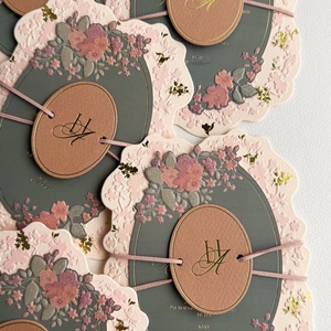 Juego de Tarjetas de Boda de Diseño Vintage Personalizado, con Corte Troquelado, Cinta Decorativa, Invitación, Menú y Tarjeta de Confirmación de Asistencia Incluidos, en Cartulina - Product Image 2