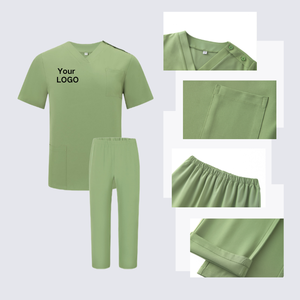 <span class=keywords><strong>Precio</strong></span> al por mayor, versión con cuello en V, <span class=keywords><strong>bata</strong></span> quirúrgica <span class=keywords><strong>de</strong></span> manga corta, conjunto <span class=keywords><strong>de</strong></span> fregado tejido para <span class=keywords><strong>enfermera</strong></span>, diseño elástico para uniformes <span class=keywords><strong>de</strong></span> Hospital - Product Image 2