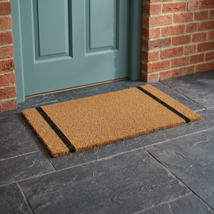 Tapis de porte en fibre de coco, carré, rayé, écologique, noué à la main, avec support en latex, pour la maison et l'hôtel, extra épais, style moderne - Product Image 1