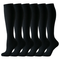Kaos Kaki Kompresi Warna Hitam Solid Setinggi Lutut Dengan Dukungan Bertahap Untuk Perawat dan Olahraga OEM Label Pribadi Kaos Kaki Kompresi Kustom
