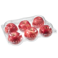 Contenitore in Plastica PET Monouso di Alta Qualità con 6 Scomparti per Frutta, Scatola Trasparente a Forma di Mela