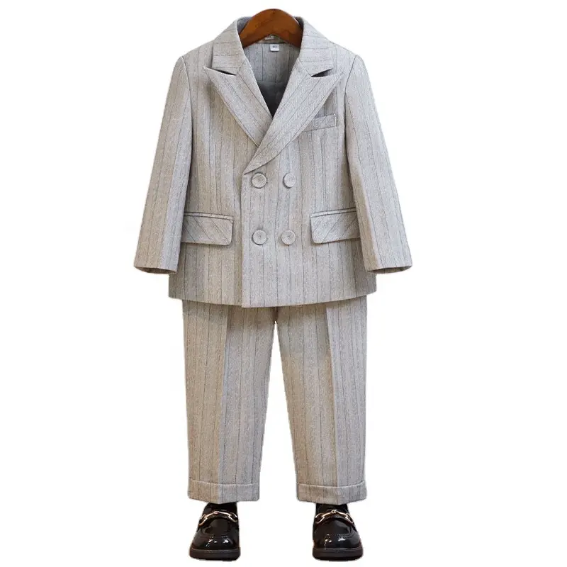 Vertical stripe boys' Attire Boys Wedding Tuxedo Suits Blazers Kids Designers Clothes Gentleman Jack Clothing Men Dress Suit 3 P