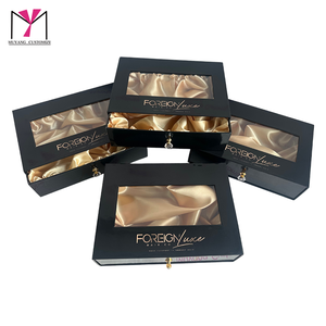 Nouveaux produits : Boîte à perruques dorée personnalisée avec fenêtre et logo - Product Image 3