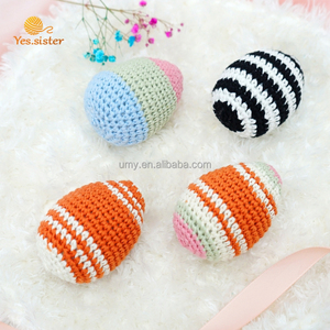 ของเล่นเขย่ามือเด็กทารกทำจากผ้าฝ้าย ของเล่นบีบคลายเครียด ของตกแต่ง งานถักโครเชต์ทำมือ ไข่อีสเตอร์ ผ้าฝ้าย PP ปักลาย ถักทอ - Product Image 6