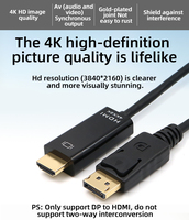 Prix bon marché câble DP vers HDMI plaqué or haute vitesse 8k 4K pour la projection d'écran de machine hôte sur câble HDMI TV 1M 2M 5M 10M
