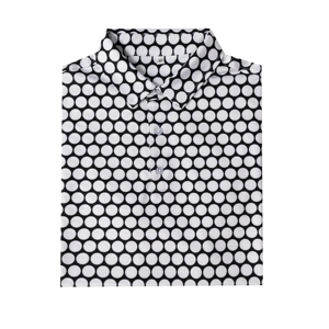 Polo de golf pour hommes en gros – 88 % polyester, 12 % élasthanne, imprimé pois noir et blanc, séchage rapide, extensible, respirant, haut décontracté - Product Image 4